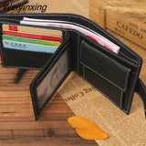 Weiyinxing Leather Wallet Men Clip Cowhide Wallet Men 2023 Brand Coin Wallet Small Clutches Men's Purse Coin Pouch Short Men Wallet