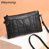 Weiyinxing Women's Black Shoulder Bag Leather Women Handbag High Quality Clutch Bag Small Women Messenger Bag Wallet Phone Bag