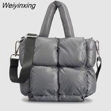 Weiyinxing Large Tote Padded Handbags Designer Quilted Women Shoulder Bags Luxury Nylon Down Cotton Crossbody Bag Winter Purse 2023