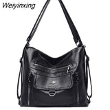 Weiyinxing Women Soft Leather Luxury Handbag Large Capacity Multifunction Casual Backpack High Quality Female Shoulder Bags Female Tote Bag