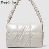 Weiyinxing Padded Women Shoulder Bags Designer Brand Quilted Handbag Luxury Pu Space Cotton Crossbody Bag Large Tote Winter 2023