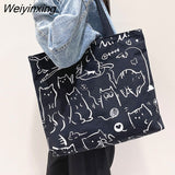 Weiyinxing Women Canvas Shopping Bags Eco Reusable Foldable Shoulder Bags Large Capacity Handbags for Groceries 2023 Dropshipping