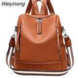 Weiyinxing Women Backpack Women's Leather Backpack Female School Backpack Women Shoulder Bag for Teenage Girls Travel Back Rucksack