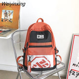 Weiyinxing Fashion Panelled Letter Printing Backpack High Quality Waterproof Nylon Women Backpack Student Couples Schoolbag Bookbag