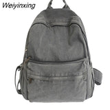 Weiyinxing New Female Backpack Fashion Mini Denim Backpacks Woman Students Bags Teen Girl School Bag Youth Women Rucksack Mochila