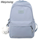 Weiyinxing Solid Color Nylon Women Backpack School Bag For Teenagers Girls Travel Backbag Students Bag Kawaii Bookbag Mochilas