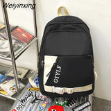 Weiyinxing Letter Printing Waterproof Nylon Backpack Fashion Multiple Pockets Contrast Color Women Travel Bag Teenager Big Schoolbag