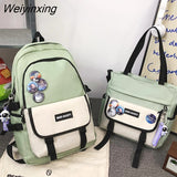 Weiyinxing Large Capacity Student Backpack High Quality Boy Girl Two Piece Schoolbag Set Fashion Waterproof Book Pack Travel Bag New