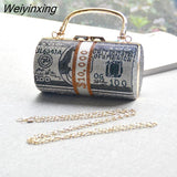 Weiyinxing Crystal Money USD Bags Dollar Design Luxury Diamond Evening Bags Party Purse Clutch Bags Wedding Dinner Purses and Handbags