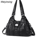 Weiyinxing Soft Washed Pu Leather Shoulder Crossbody Bag for Women 2023 Fashion Ladies Purses and Handbags Female Travel Totes Sac