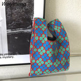 Weiyinxing Design Knitted Handbags Wrist Bags For Women Knitted Women's Handbag Ladies Carry Tote bag pouch sac a main femme