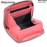 Weiyinxing Cowhide Women Wallets Female Genuine Leather Purses RFID Card Holders Small Portable Coin Purse Large Capacity Money Bag