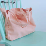 Weiyinxing Women Canvas Shopping Bags Eco Reusable Shoulder Bag Large Capacity Handbag Fabric Cotton Bag for Women Portable Shopping Bags