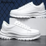 Weiyinxing White Platform Sneakers Women Light Shoes Plus Size 35-45 Casual Chunky Black Sneakers Woman Autumn Vulcanized Shoes