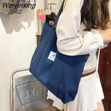 Weiyinxing Art Shopping Bag New Small Fresh Canvas Women's Tote Shoulder Bag Simple Solid Color Buckle Handbags for Women 2023
