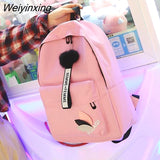 Weiyinxing For Women Girl Men 2023 Designer Simple Pink Korean Fashion Cheap Back To School Black Small Canvas Stitch Schoolbag