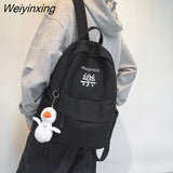 Weiyinxing Style Embroidered Student Female Canvas Backpack Women Vintage School Bag Teenage Girl Cute Fashion Ladies Book Backpack