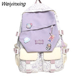 Weiyinxing Travel Kawaii Cartoon Print School Bag Trendy Female College Backpack Fashion Ladies Student Backpack Women Laptop Book Bag