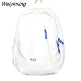 Weiyinxing Girl White Travel School Bag Fashion Cute Female College Backpack Women Nylon Laptop Book Bags Lady Student Backpack Cool