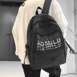 Weiyinxing Letter Printing Waterproof Nylon Backpack Women High Quality Net Travel Bag Cross Rope Laptop Backpack College Schoolbag