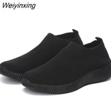 Weiyinxing 2023 Women Sneakers Vulcanized Shoes Sock Sneakers Women Summer Slip On Flat Shoes Women Plus Size Loafers Walking Flat