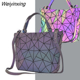 Weiyinxing Graffit Holographic Purses and Handbags Luminous Geoemtric Shoulder Bags Color chaning Crossbody Bags Tote Bag For Work