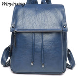 Weiyinxing Women Female Rucksack Leisure Student School Bag Soft Leather Famale Bag New Cowhide High Quality Travel Girls Backpack Korean