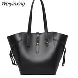 Weiyinxing Genuine Leather Women Handbag Fashion Girls Top-Handle Bucket Bag Soft Cowhide Female Shoulder Bags Women Crossbody Bag Sac