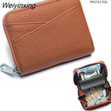 Weiyinxing Women Wallet Genuine Leather Card Holders Female Cowhide Wallets Fashion Small Portable Purses Cute Wallet Coin Bags Clutch