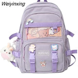 Weiyinxing Harajuku Girl Cute Backpack Solid Color Waterproof School Bag For College Students Female Travel Bagpack Teenagers Book