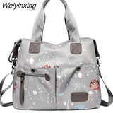 Weiyinxing Pocket Starry Sky Prints Bag for Teacher Nylon Crossbody Nurse Bag Totes for Works Shoulder Bag Large Capacity Gym Handbag