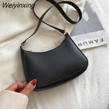 Weiyinxing New Women's Fashion Handbags Retro Solid Color PU Leather Shoulder Underarm Bag Casual Women Handbags 911