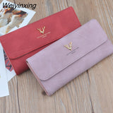 Weiyinxing Fashion Women's Wallets 2023 New Frosted Long Wallet Retro Snap Clasp Clutch Bag PU Leather Female Coin Purse