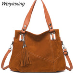 Weiyinxing Quality Women's Soft Suede Surface Leather Shoulder Crossbody Bag 2023 Luxury Tassel Handbag Large Capacity Ladies Tote Sac