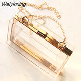 Weiyinxing Acrylic Transparent Women Clutch Bag Chain Luxury Brand Women Messenger Bag Evening Bag Handbag Chain Shoulder Bag