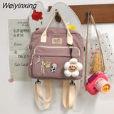 Weiyinxing Multi-function Lovely Girl Backpack Japanese Preppy Style Students Schoolbag Large Capacity Contrast Color Travel Bag New