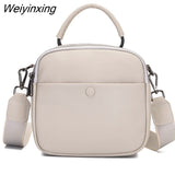 Weiyinxing Women's Bag High Quality Genuine Leather Shoulder Bags Woven Wide Shoulder Strap Female Messenger Bag Luxury Brand Women Handbag