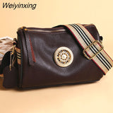 Weiyinxing Women Genuine Leather Handbags Designer Rotating metal lock Ladies Shoulder Bags Fashion New Luxury Brand Female Messenger Bag