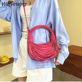 Weiyinxing Noodle Bag Designer Double Kotted Women Handbags Luxury Soft Pu Leather Shoulder Crossbody Bags Small Female Purses 2023