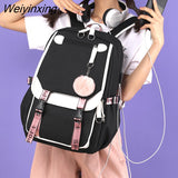 Weiyinxing NEW Women Girls School Back Packs Anti Theft USB Charge Backpack Waterproof Bagpack School Bags Teenage Travel Bag