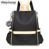 Weiyinxing New Waterproof Fabric Large Female Shoulder Bag Large Capacity Simple Style Casual Mochila Travel Women Anti-theft Backpack