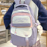 Weiyinxing Women Cute Purple Waterproof School Bag Lady Nylon College Backpack Female Travel Bag Girl Book Harajuku Laptop Backpack Fashion