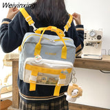 Weiyinxing New Multifunction Contrast Color Women Backpack Female Waterproof Nylon Insert Buckle Small Schoolbag Lovely Travel Bag