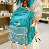 Weiyinxing Large Capacity Waterproof Nylon Women Backpack Female Multiple Pockets Mesh Travel Bag Kawaii Buckle Schoolbag for Girls