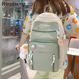 Weiyinxing High Capacity Fashion Big Student Backpack Badge Rucksack Girls School Bag Women Backpack Female Cute Leisure Travel Mochila