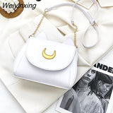 Weiyinxing Autumn Sailor Moon Ladies Handbag Cat Shape Chain Women Shoulder Bag PU Leather Bag Women Tote Bag Crossbody Leather Wallet