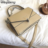 Weiyinxing Small Square Bag 2023 Summer New Chains Handbag Women Casual Wild Shoulder Bag Lock Tide Bag Diagonal Female Bag Black