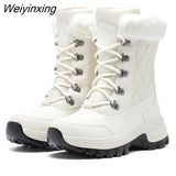 Weiyinxing Female Snow Boots Winter Women Waterproof Wedges Shoes Botas Mujer Black Beige Goth Boots Women Ankle Boots for Women