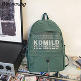 Weiyinxing Letter Printing Waterproof Nylon Backpack Women High Quality Net Travel Bag Cross Rope Laptop Backpack College Schoolbag