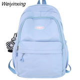 Weiyinxing Trendy Women Solid Color College Backpack Girl Leisure Nylon School Bag New Lady Cute Laptop Fashion Female Travel Book Bag